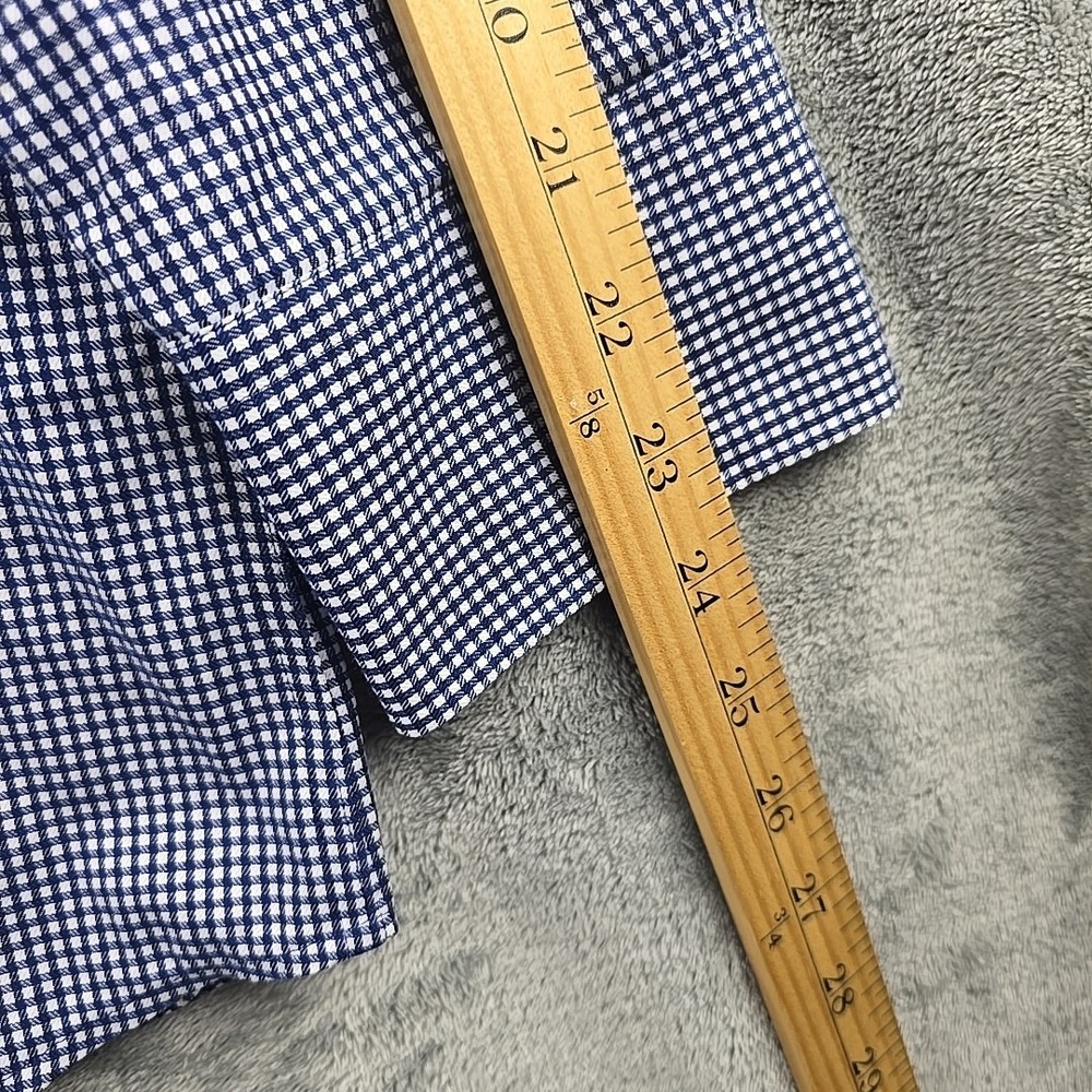 Twillory Shirt Mens 17 32/33 Blue‎ Baby Check Tailored Fit Non Iron Safe Cotton - Picture 8 of 9